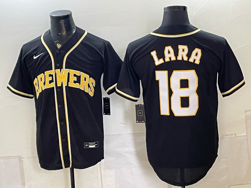 Men 2026 Milwaukee Brewers #18 Lara black Game Nike MLB Jersey 081101->milwaukee brewers->MLB Jersey
